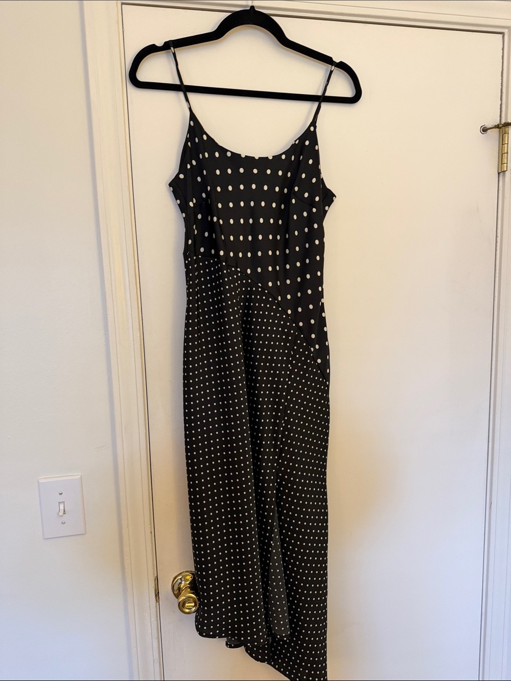 a new day Black and White Polka Dot Midi Slip Dress